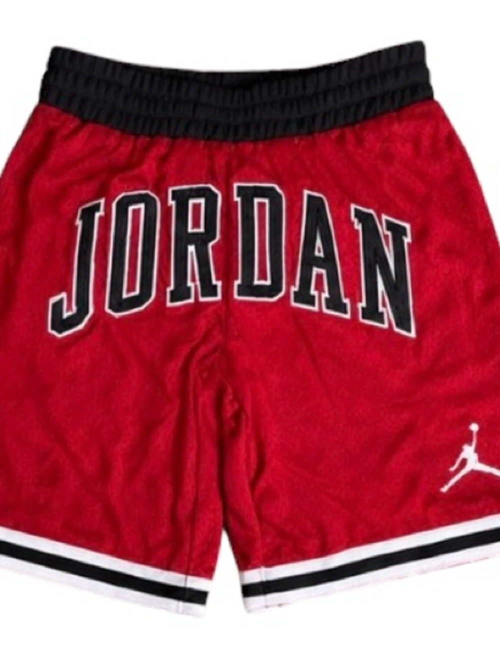 Jordan Red and Black Boys' Basketball Shorts with White Trim